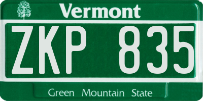 VT license plate ZKP835
