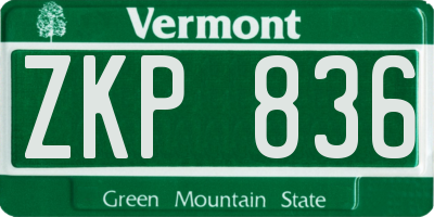 VT license plate ZKP836