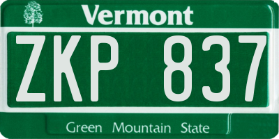 VT license plate ZKP837