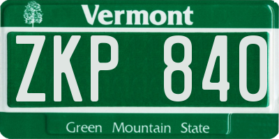 VT license plate ZKP840