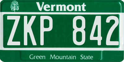 VT license plate ZKP842