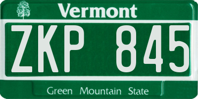 VT license plate ZKP845