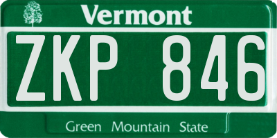 VT license plate ZKP846