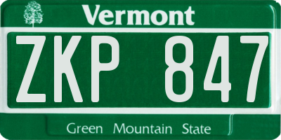 VT license plate ZKP847
