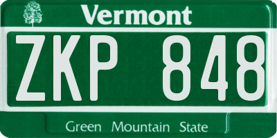 VT license plate ZKP848