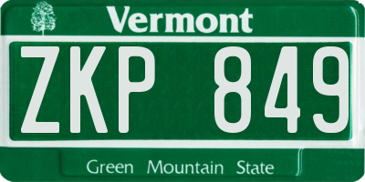 VT license plate ZKP849
