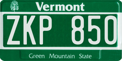 VT license plate ZKP850