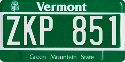 VT license plate ZKP851