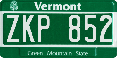 VT license plate ZKP852