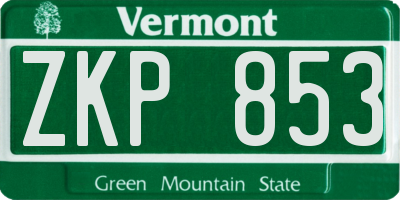 VT license plate ZKP853