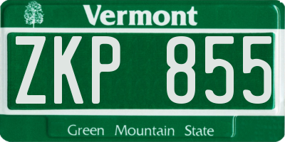 VT license plate ZKP855