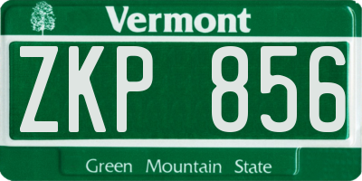 VT license plate ZKP856