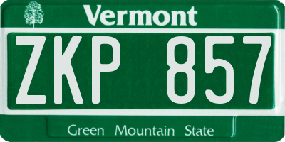 VT license plate ZKP857