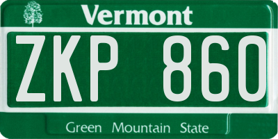 VT license plate ZKP860