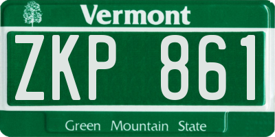 VT license plate ZKP861