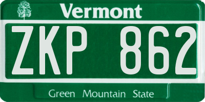 VT license plate ZKP862