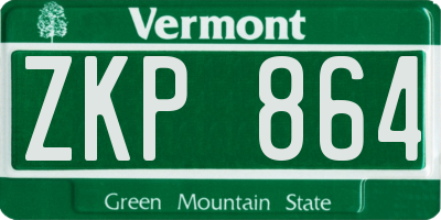 VT license plate ZKP864