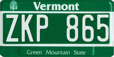 VT license plate ZKP865