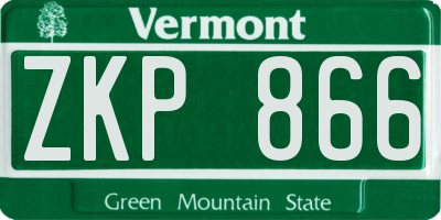 VT license plate ZKP866