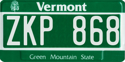 VT license plate ZKP868