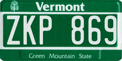 VT license plate ZKP869