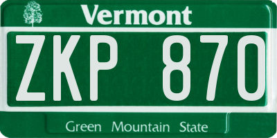 VT license plate ZKP870
