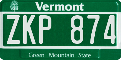VT license plate ZKP874