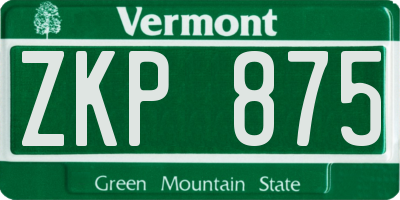 VT license plate ZKP875
