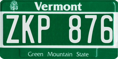 VT license plate ZKP876