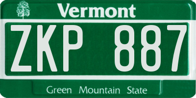 VT license plate ZKP887