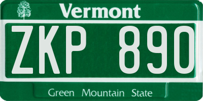 VT license plate ZKP890
