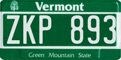 VT license plate ZKP893