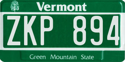 VT license plate ZKP894
