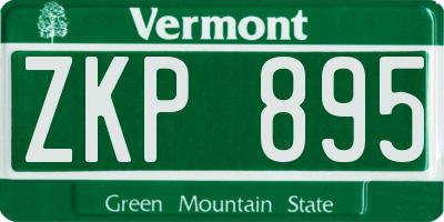 VT license plate ZKP895