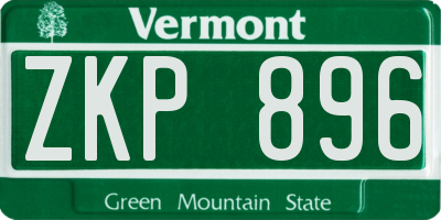 VT license plate ZKP896