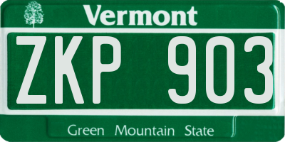 VT license plate ZKP903