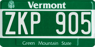 VT license plate ZKP905