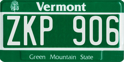 VT license plate ZKP906