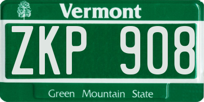 VT license plate ZKP908