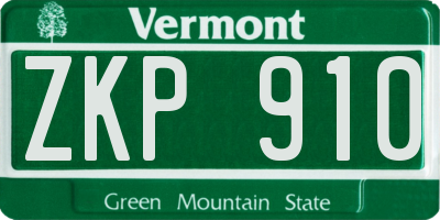 VT license plate ZKP910