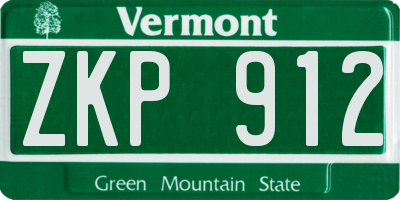 VT license plate ZKP912