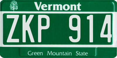 VT license plate ZKP914
