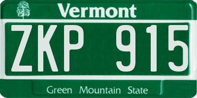 VT license plate ZKP915
