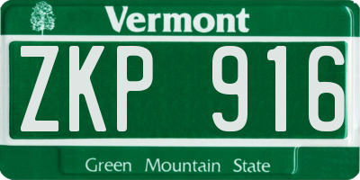 VT license plate ZKP916