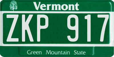 VT license plate ZKP917