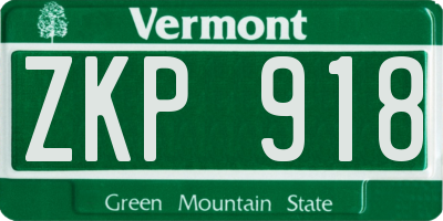VT license plate ZKP918