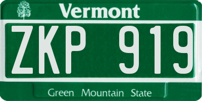 VT license plate ZKP919