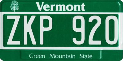 VT license plate ZKP920