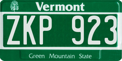 VT license plate ZKP923