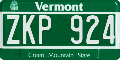 VT license plate ZKP924